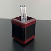 Mahogany (Rosewood) & Black Leather Pencil Cup